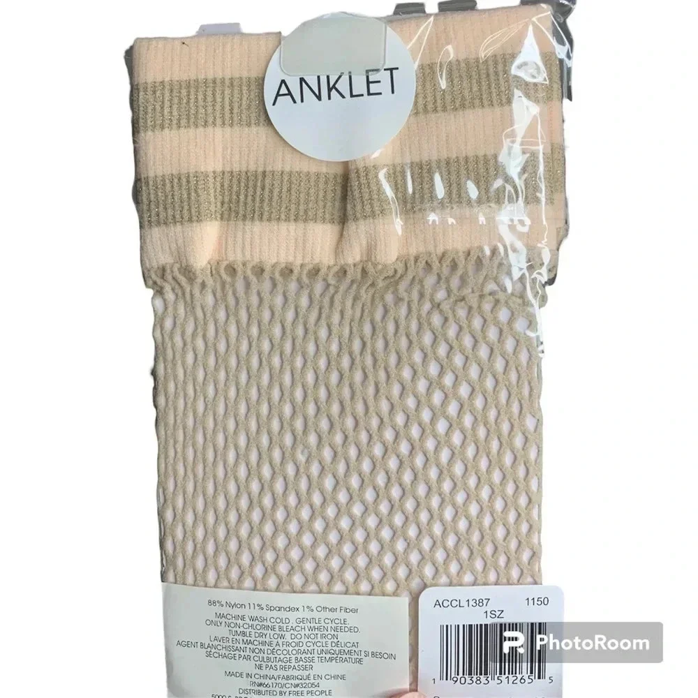 Free People Riot Sport Fishnet Sock/Nude Lurex
